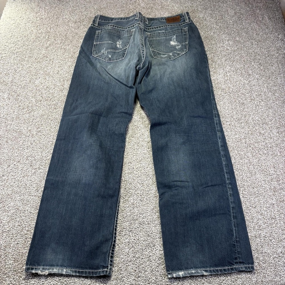 BKE Tyler Straight Jeans Mens 34x32 Blue Medium Wash Relaxed Denim Distressed